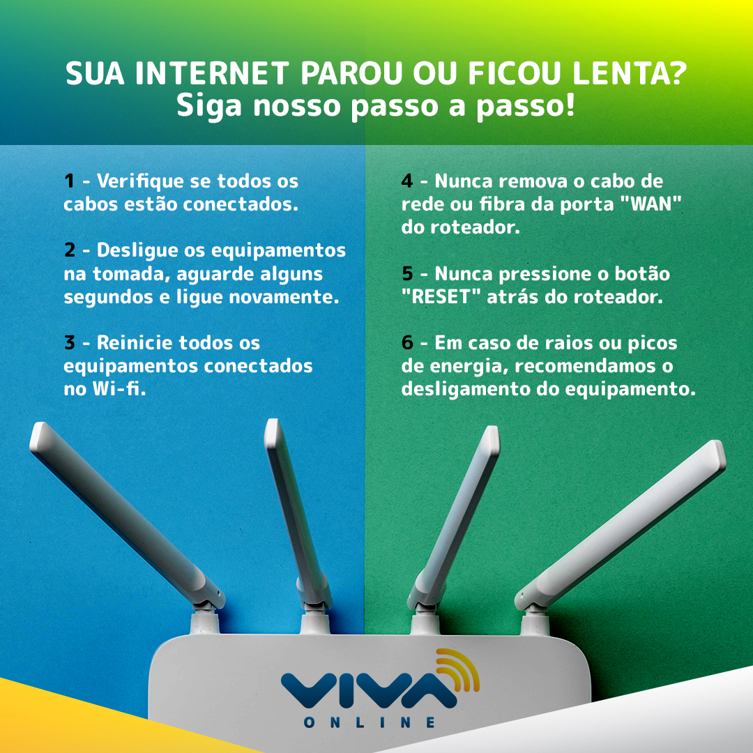 Sua Internet parou ou ficou lenta? Siga nosso passo a passo!